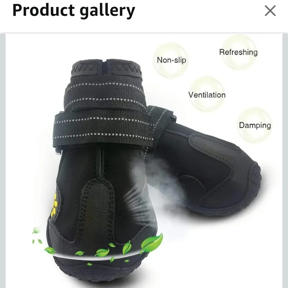 PK.ZTopia Black Dog Boots Yellow Paw Design Adjustable Straps | Sz 3 Small | NWT
